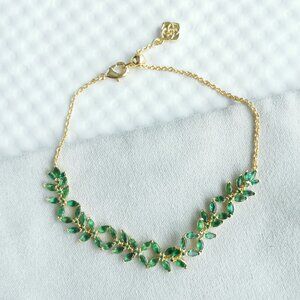 Kendra Scott Gold Green Crystal Rosalie Tennis Bracelet NEW